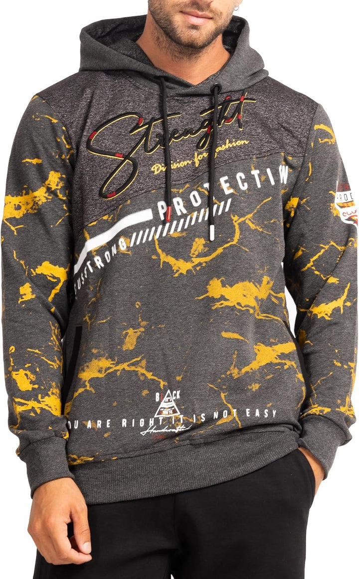 Subliminal Mode Herren-Kapuzen-Sweatshirt, langärmlig, zweifarbig, mit Tasche, lässiger Stil, Basic,