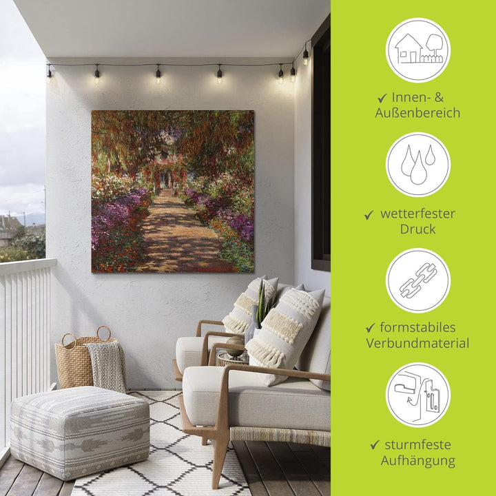 ARTland Wandbild Alu Verbundplatte für Innen &amp; Outdoor Bild 50x50 cm Pflanzen Bäume Blumen Weg in Mo