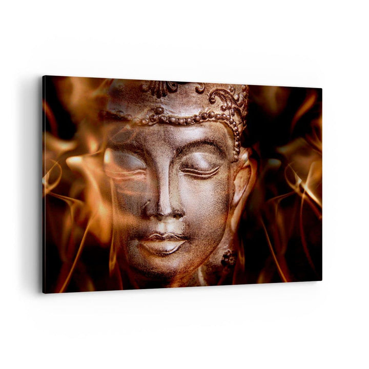Bilder auf Leinwand 100x70cm Leinwandbild Buddha Statue Geheimnis Gross Wanddeko Bild Schlafzimmer K