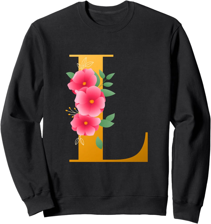 Floral L Alphabet Cute Initial Monogram Letter L Graphic Sweatshirt