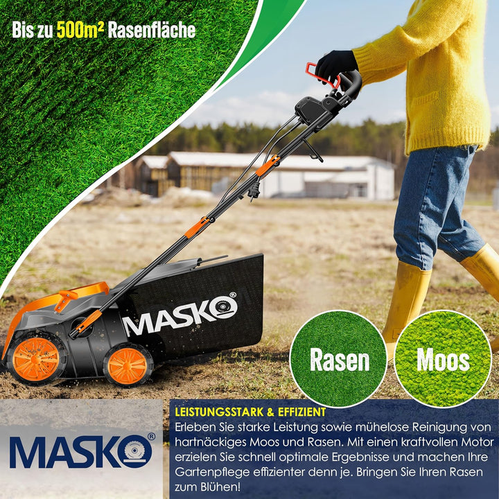 MASKO® Elektro 2in1 Vertikutierer Rasenlüfter 1800 Watt 40cm Arbeitsbreite 55L Fangkorb inkl. Lüfter