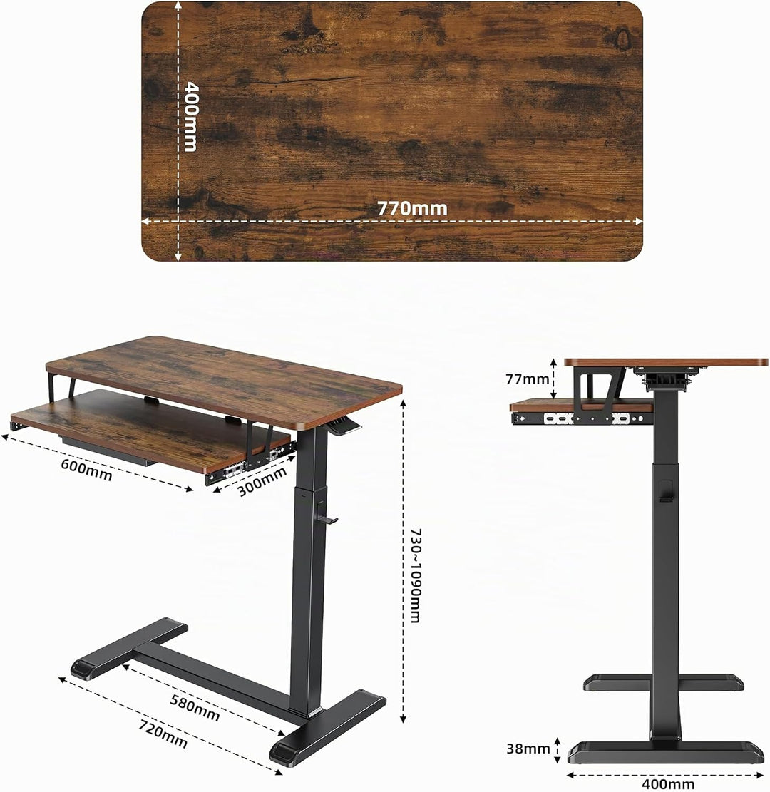 Fydeamer 68 × 50cm Beistelltisch mit Tastaturablage, Sofa-Seite mit Rollen Höhenverstellba Computert