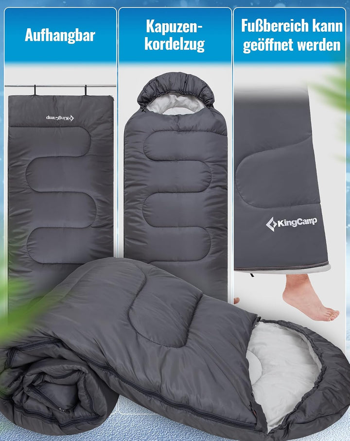 KingCamp Schlafsack für Erwachsene, kaltes Wetter &amp; warm, XL, grosse und hohe Flanell-Schlafsäcke mi
