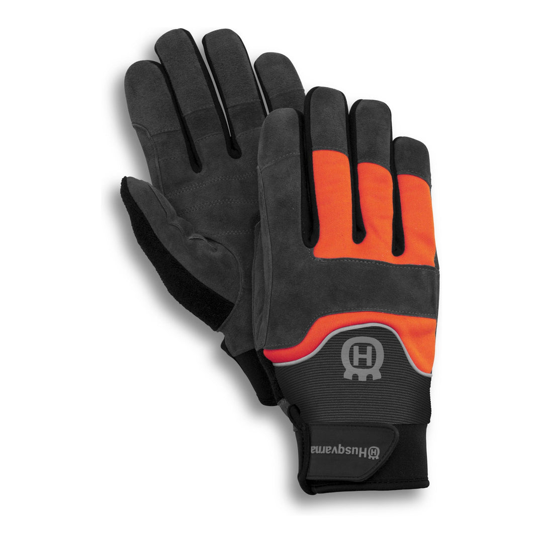 Husqvarna Technical Light Gartenhandschuhe Schwarz, Orange Leder, Neopren, Polyester, Klettverschlus