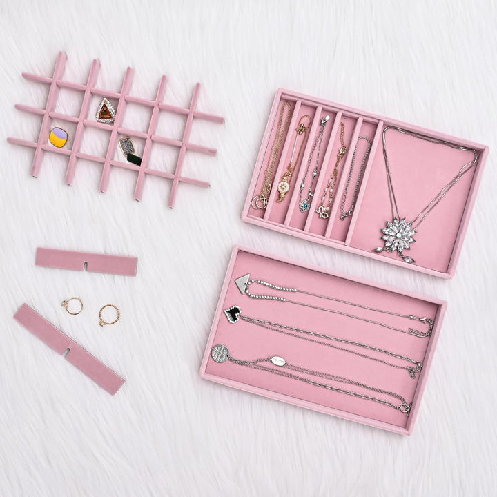 ProCase Schmucktablett Organizer Set mit 4 Schmuckschalen, Stapelbar Schmuck Schublade Organizer, Sc