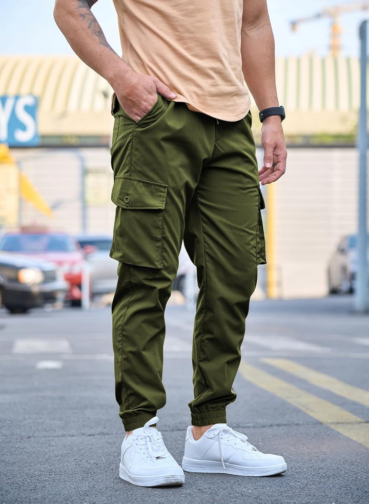 Elegancity Cargohose Herren Lang Casual Jogginghose Stretch Arbeitshosen Regular Fit Cargo Hosen Ela