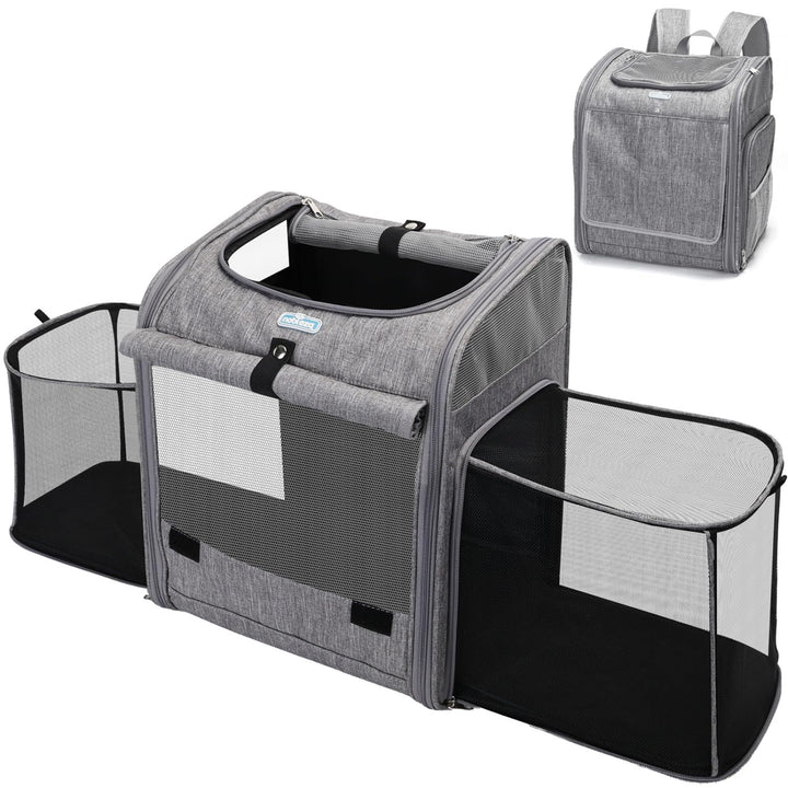 Nobleza - Erweiterbar Hunderucksack für Katzen und Kleine Hunde，Haustier Rucksack mit Netzfenster, T