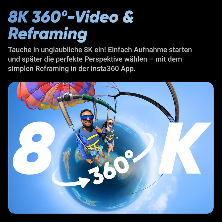 Insta360 X4 Adventure Bundle - 8K wasserdichte 360 Action Kamera, 4K Weitwinkel-Video, unsichtbarer