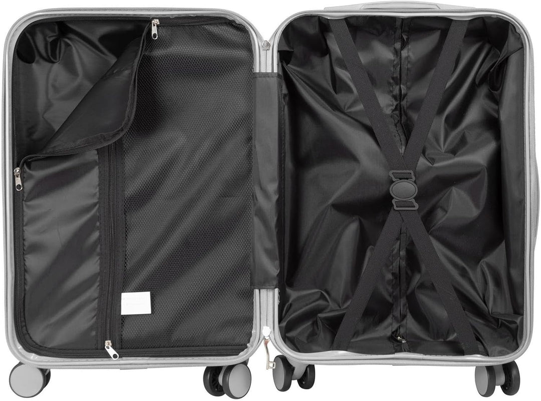 Hartschalen Koffer Trolley Cespara Handgepäck mit modernem Motiv Print - Farbe Silber - Gr. M