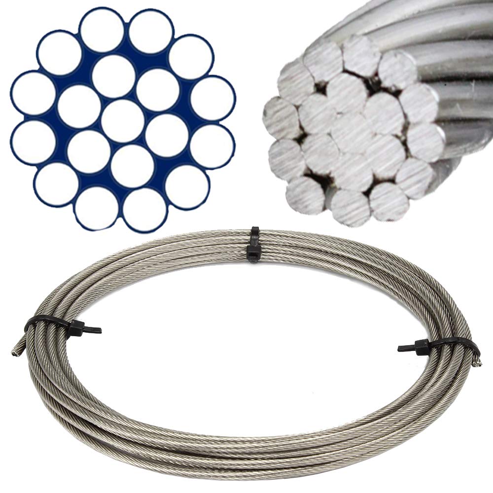 50 Meter Edelstahl - Drahtseil 1x19 hart D= 3 mm - Edelstahl A4 (AISI 316) Edelstahlseil Stahlseil 5