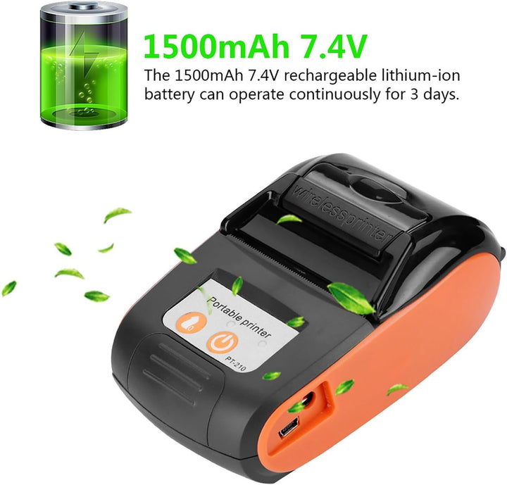 FastUU USB-Thermoempfangsdrucker, Bluetooth Wireless Portable Receipt Printer, 58 mm Mini Portable P