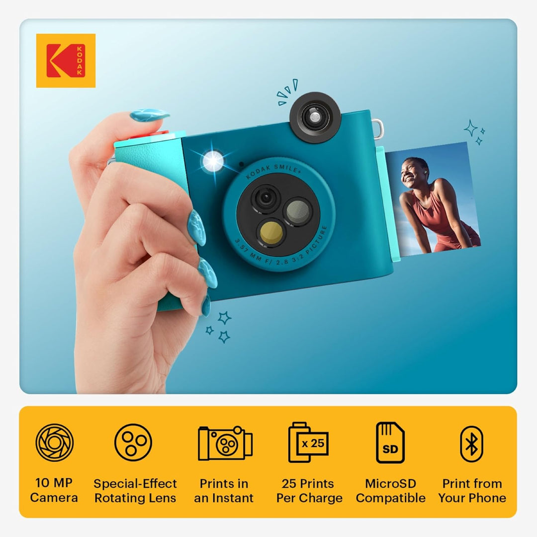KODAK Smile+ 2-in-1 Digitale Sofortbildkamera & Bluetooth Fotodrucker Starterpaket + Deluxe Tasche +