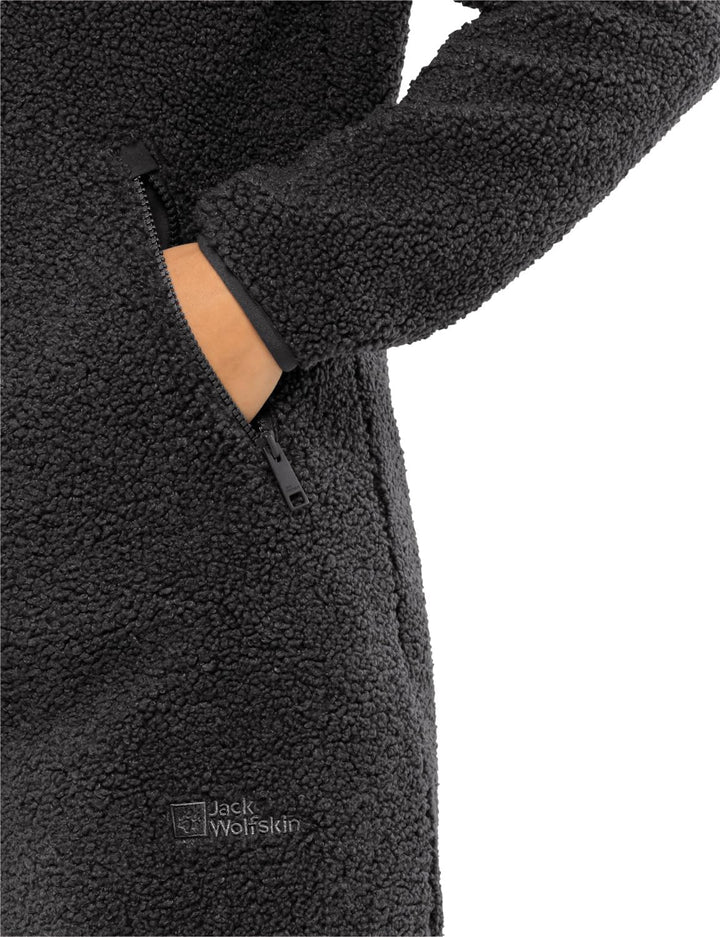 Jack Wolfskin Damen High Curl Coat W Fleece-Jacke XS Schwarz, XS Schwarz