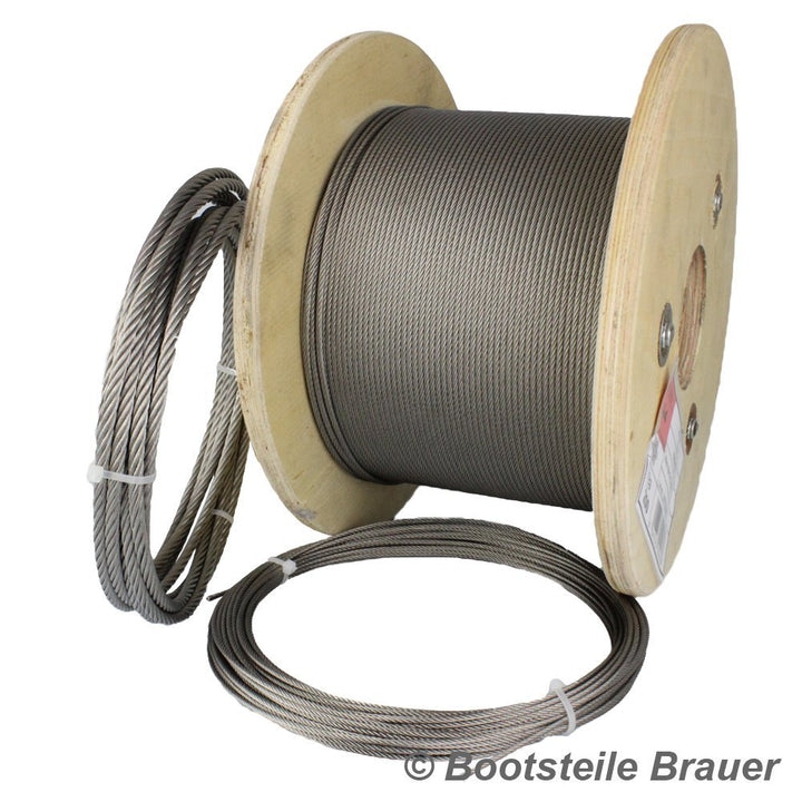 50 Meter Edelstahl - Drahtseil 7x7 mittelweich D= 6 mm - Edelstahl A4 Edelstahlseil Stahlseil I BOOT
