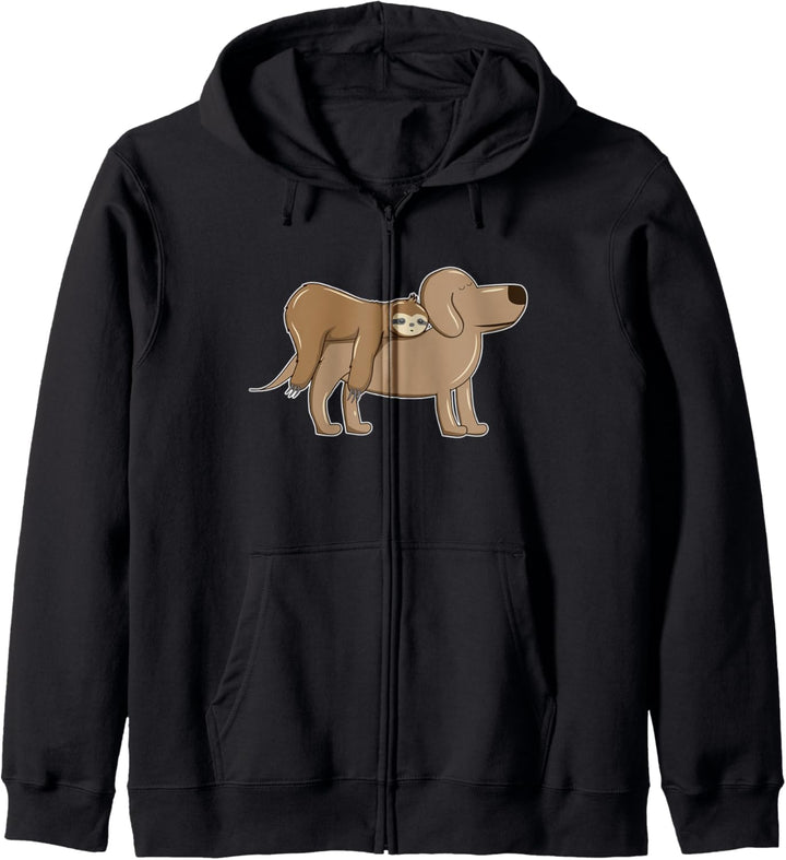 Cute & Funny Sloth Riding Dog Kapuzenjacke