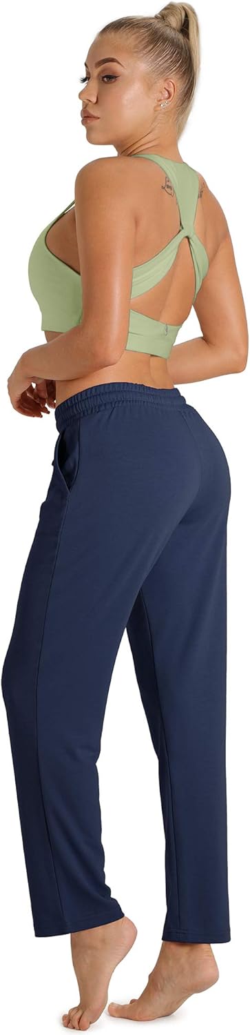 icyzone Damen Jogginghose Sweathose Lang Sporthose Freizeithose geradem Bein Hose mit Tunnelzug S Na