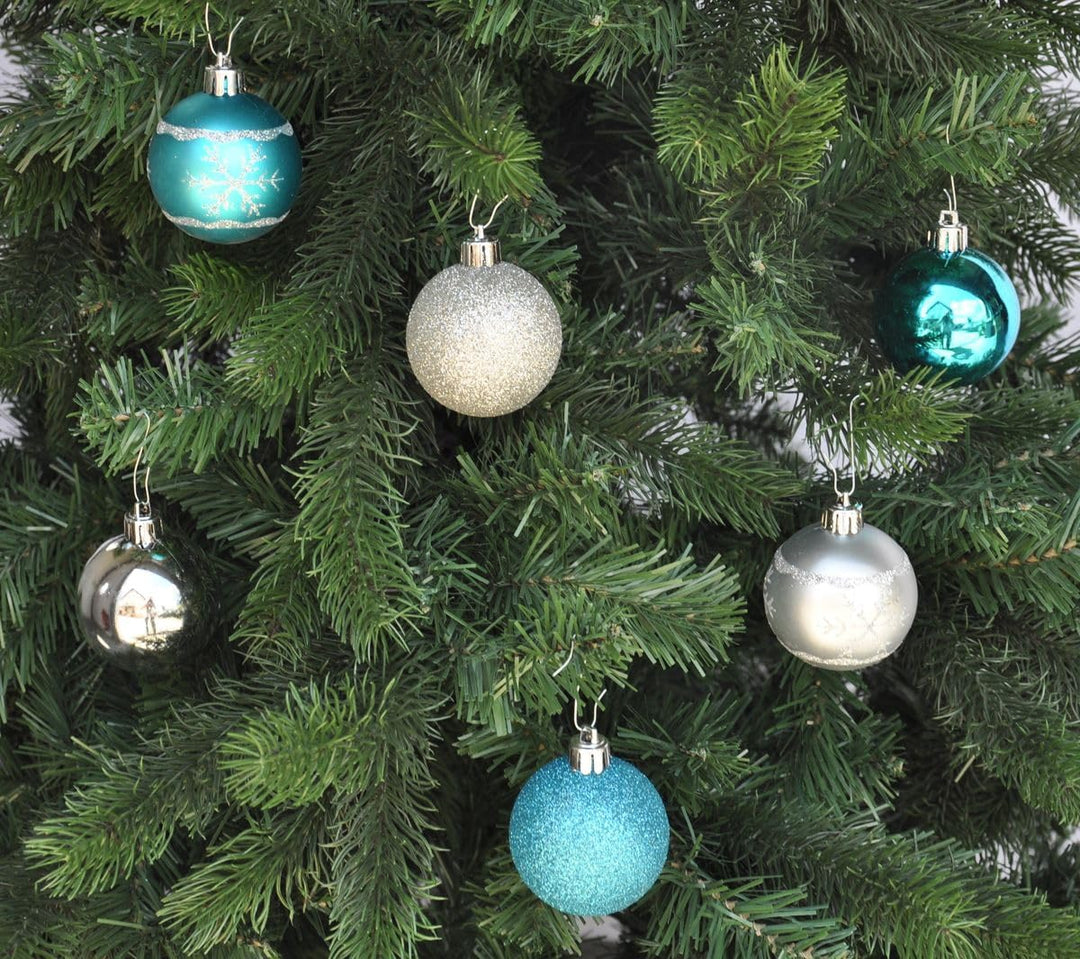 64x Kunststoff Christbaumkugeln Ø 6cm Kugel Box Glanz Glitzer Matt Dekor Inge inkl. Aufhänger, Farbe