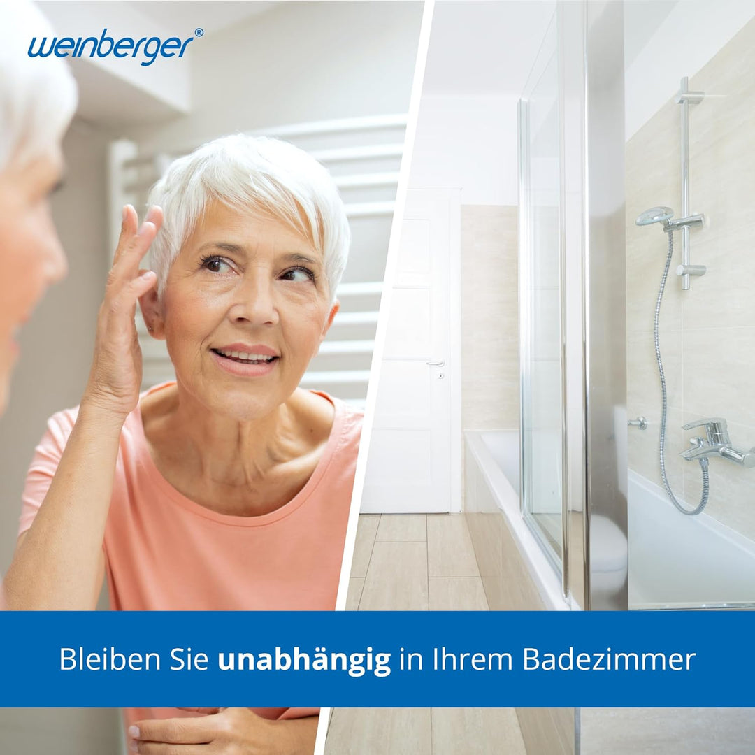 Weinberger Drehbarer Duschhocker Badstuhl | Runde Sitzfläche | 3 Beine | Verriegelung| Höhenverstell