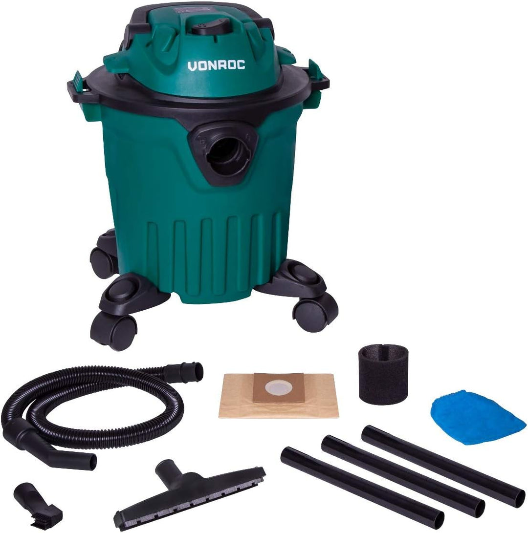 VONROC Nass und Trockensauger - Nasssauger, Industriesauger trocken und nass - Werkstattsauger 1000W