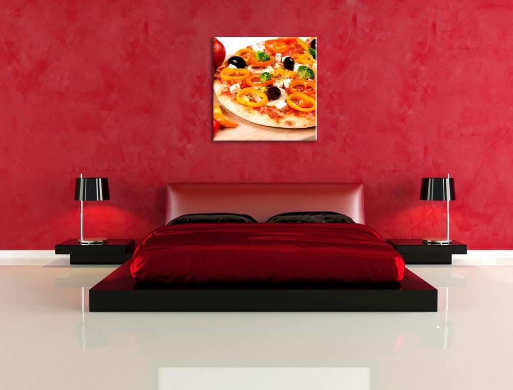 Pixxprint Köstliche Pizza aus Italien als Leinwandbild/Grösse: 70x70 cm/Wandbild/Kunstdruck/fertig b