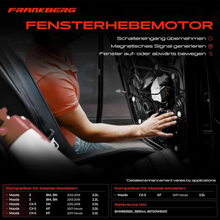 Frankberg Fensterhebermotor Vorne Links 6-Polig Kompatibel mit CX-3 DK CX-5 KF 3 BM, BN 2013-2021 BH