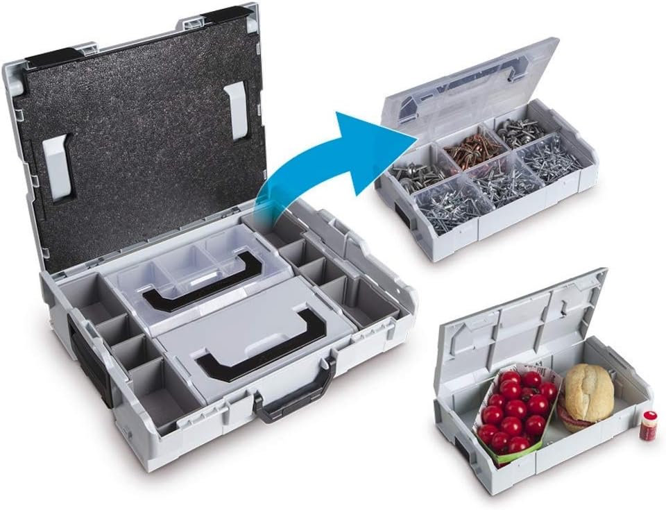 Bosch Sortimo L BOXX Mini | 6er Set in schwarz mit transparentem Deckel | Sortimentskasten Schrauben