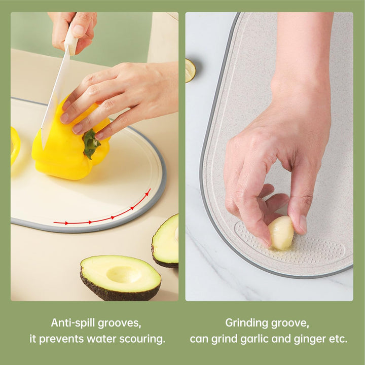 Schneidebrett 3 Stück Weizenstroh Schneidbrett Cutting Board mit Saftrillen Rutschfeste Griffe Hänge