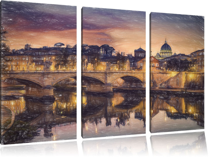 Pixxprint Rom Kathedrale St. Peter als Leinwandbild/Grösse: 3 Teilig (120x80 cm) cm/Wandbild/Kunstdr