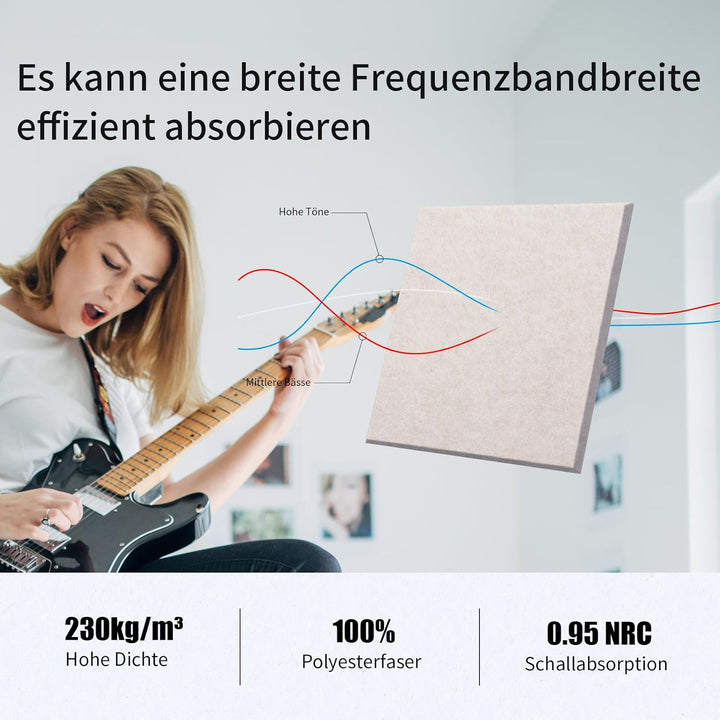 36 Stück Quadratische Akustikplatten selbstklebend,Abdeckung 3.24㎡, Schallschutz & Schalldämmung für