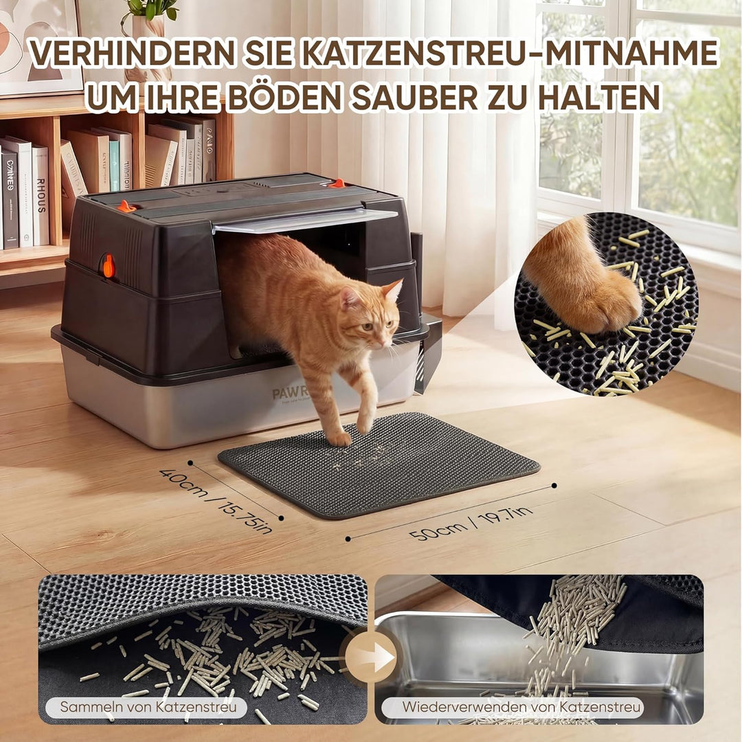 V2A-Edelstahl Katzenklo mit Klappdeckel, leicht zu reinigen, geschlossene XL-Katzentoilette für gros