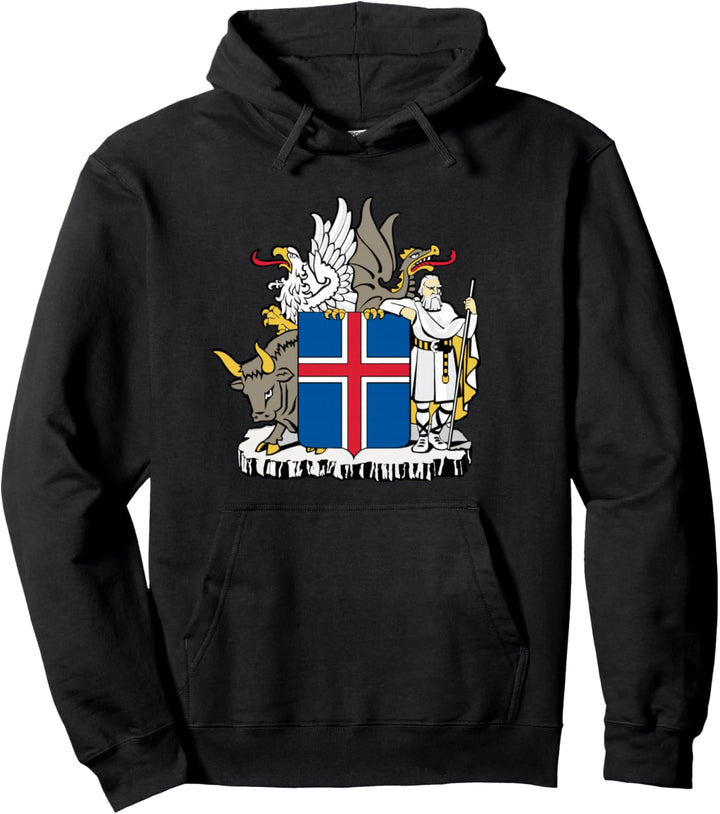 Iceland Coat of Arms - Iceland Flag Pullover Hoodie