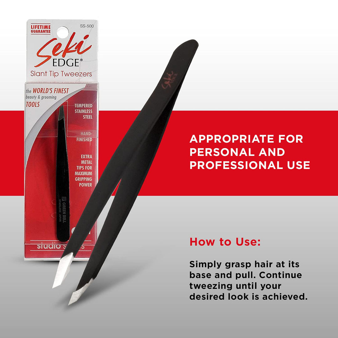 Seki Edge Stainless Steel Slant Tweezer, Black by Seki Edge
