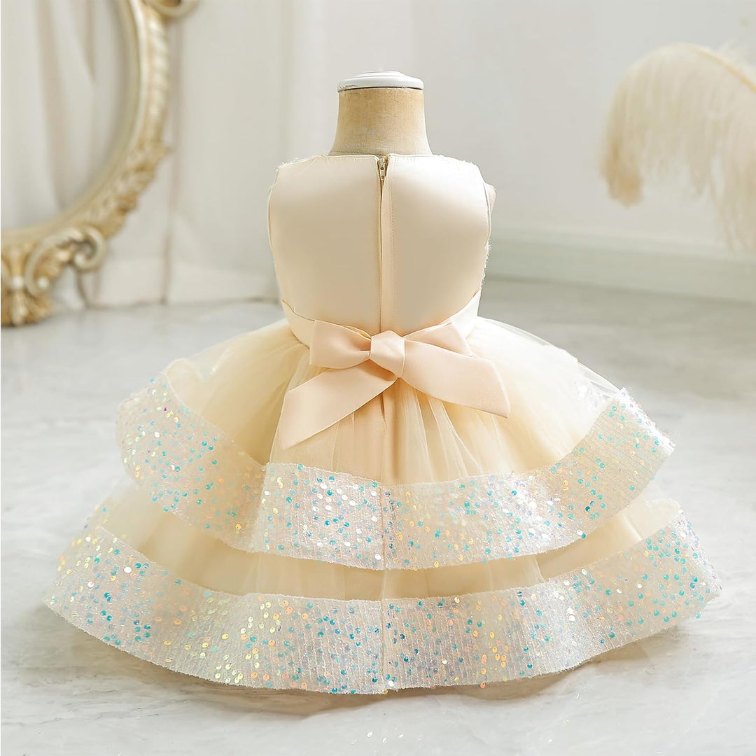 Miipat Baby Mädchen Kleid Prinzessin Tüll Pailletten Partykleid Ärmellos Tutu Blumenmädchenkleider f
