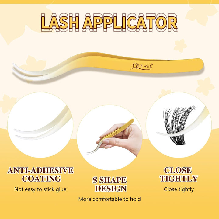 QUEWEL Wimpern-Extensions 320 Stück 80D+100D, DIY Lash-Extension-Set, Cluster-Lashes mit Wimpernkleb