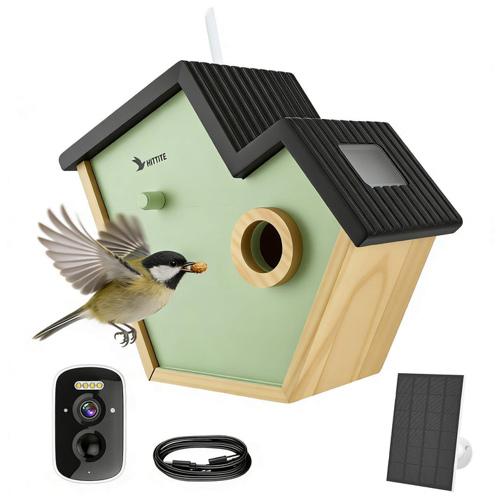 Vogelhaus mit Kamera, 2K Kamera WLAN Outdoor mit Massivholz Nistkasten, 2,4G WiFi &amp; App Benachrichti
