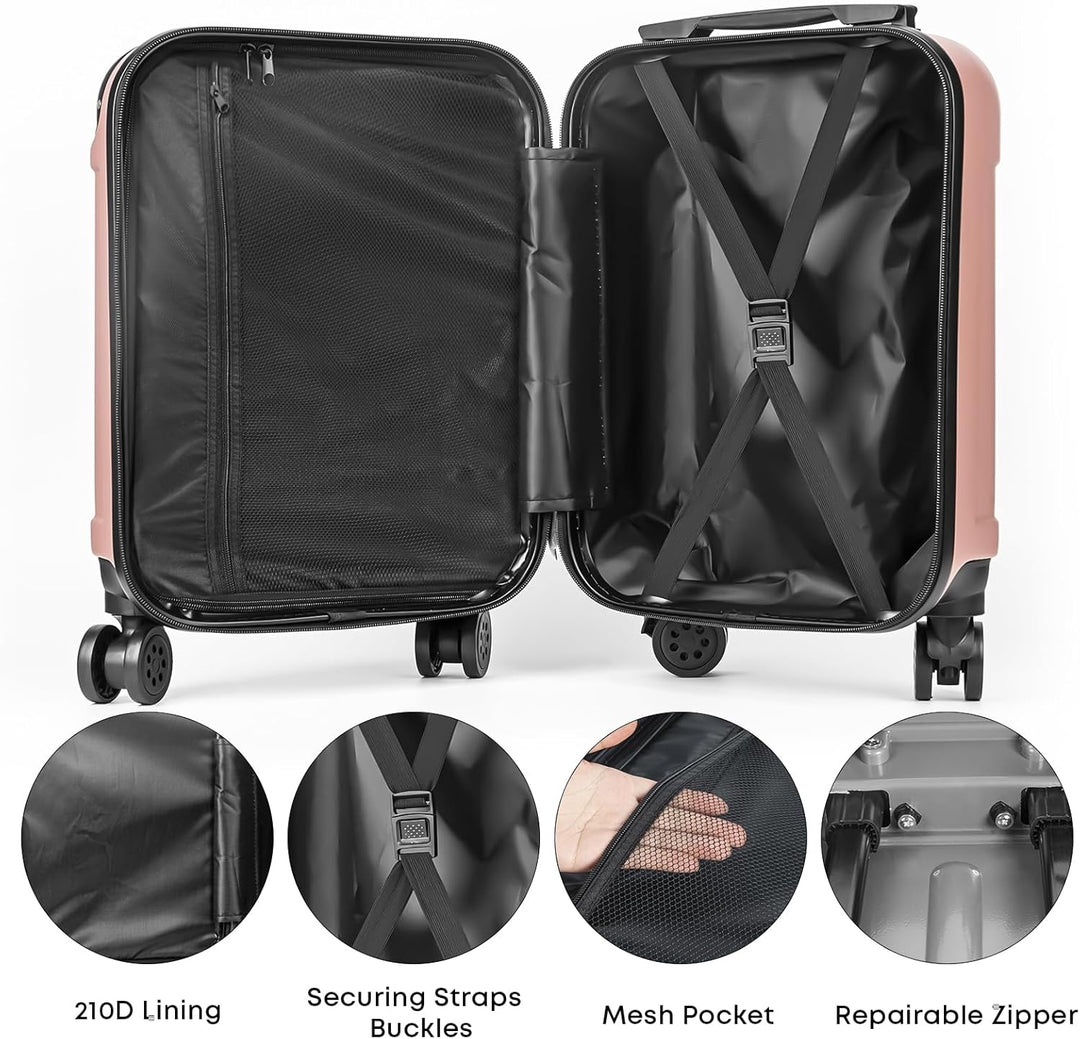 Reisekoffer Set 4-teilig, Trolley Kofferset mit 1 Reisetasche, 1 Kulturbeutel, Rollkoffer Handgepäck