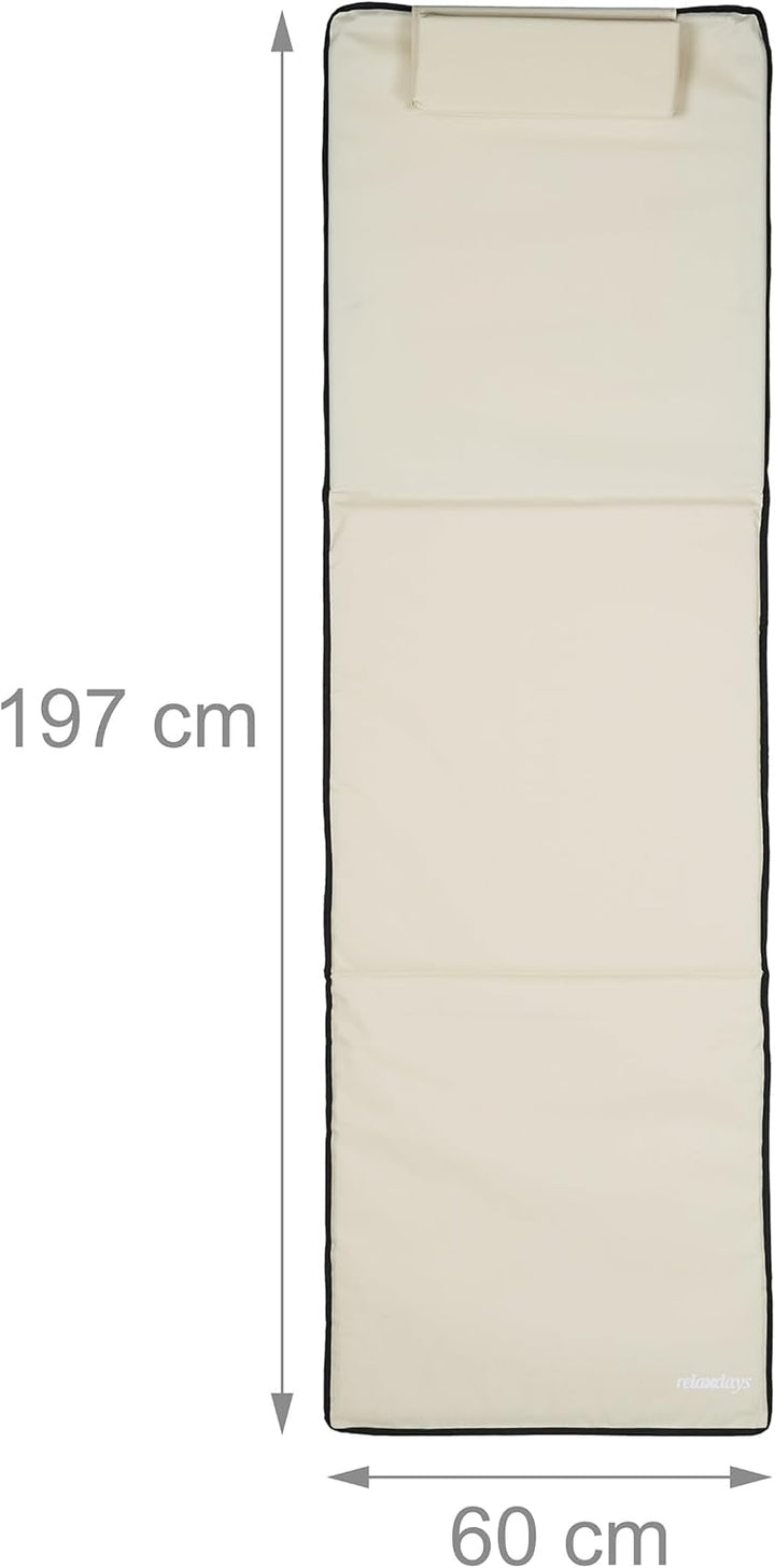 Relaxdays Strandmatte, gepolsterte Strandliege XXL mit Sonnenschirm, 3-stufig verstellbar, Kopfkisse
