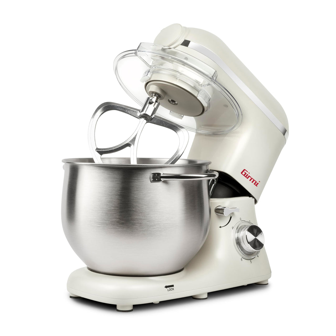 Girmi IM50 Knetmaschine, 1900 W (max. 2200 W), 8 Liter, 6 Geschwindigkeitsstufen, Weiss