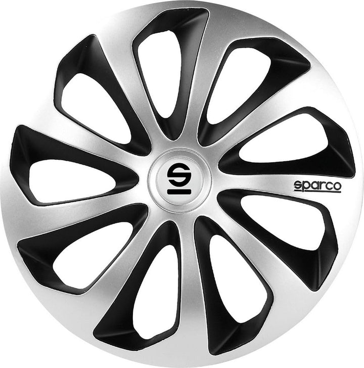 SPARCO SPC1673SVBK Sicilia Wheel Covers, Silver/Black, Set of 4, 16" SICILIA 16 zoll SCHWARZ/SILBER,