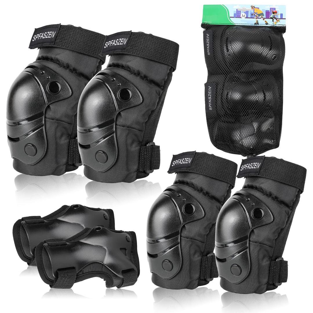 Kinder&Erwachsene Knieschoner Set,Schützerset 6 in 1 mit Knie-Ellbogen-Handgelenkschoner, Schutzausr