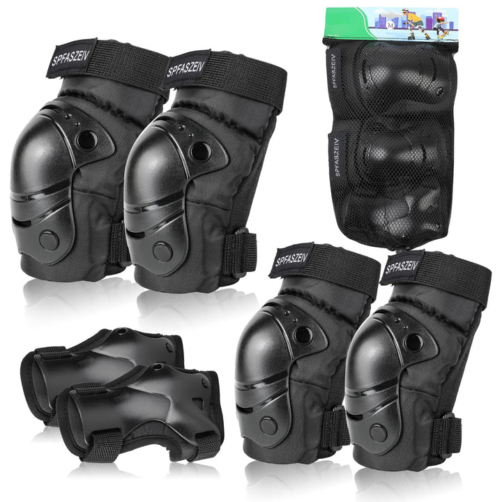 Kinder&Erwachsene Knieschoner Set,Schützerset 6 in 1 mit Knie-Ellbogen-Handgelenkschoner, Schutzausr