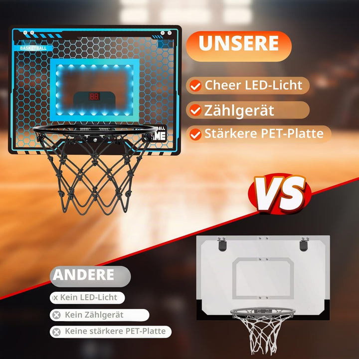 Basketballkorb Indoor Kinder, Led-Licht Mini Basketballkorb fürs Zimmer Mit 3 Bällen &amp; Elektronische