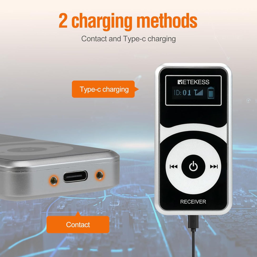 Retekess T130Pro Kabelloses Tour Guide System, Abgestufte Geräuschreduzierung, Audio Whisper Tour Gu