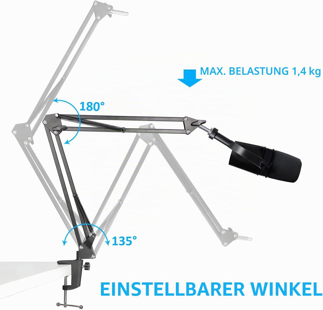 SUNMON Mikrofonarm Boom Arm für MV7 Set, Boom arm mit Schaumstoff-Windschutz für Streaming Podcast T