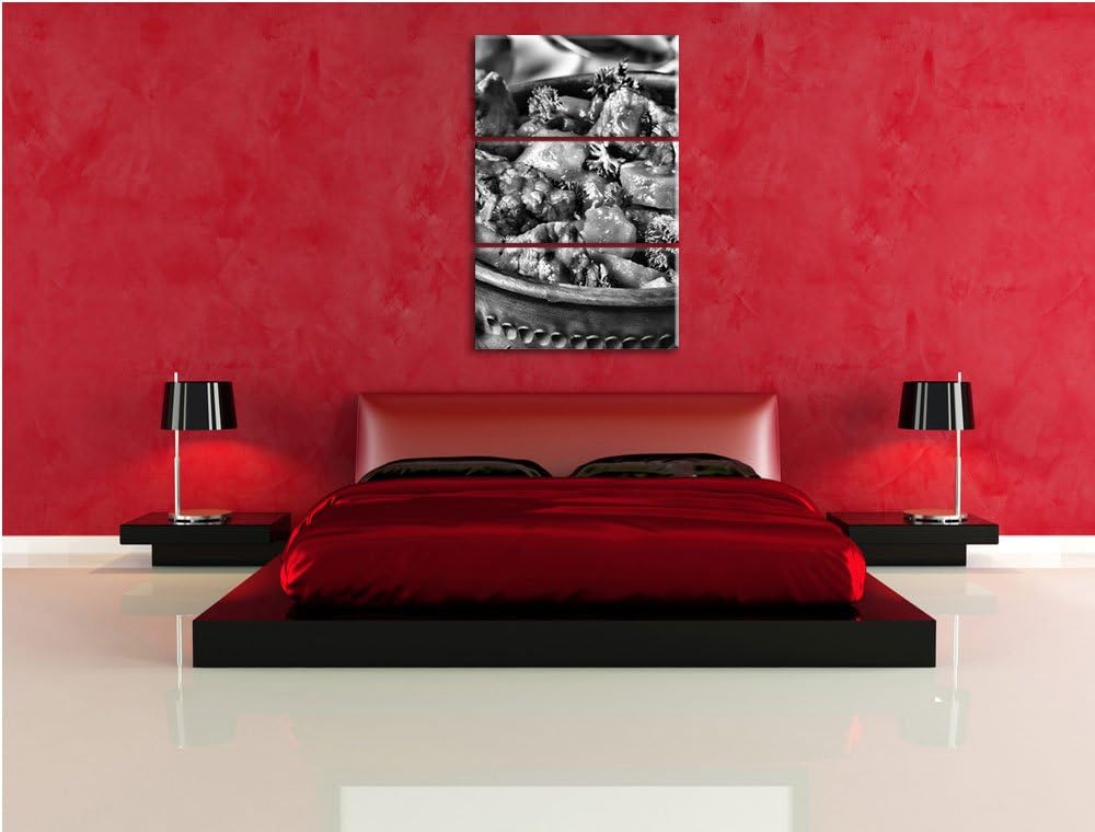 Pixxprint Monocrome, Appetitlicher Bauerntopf 3-Teiler Leinwandbild 120x80 Bild auf Leinwand