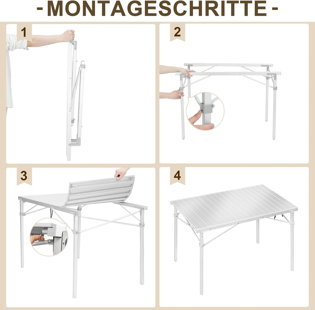 WOLTU Alu Tisch Campingtisch Buffettisch 104x69x70cm(LxBxH) zusammenklappbar und tragbar Reisetisch,