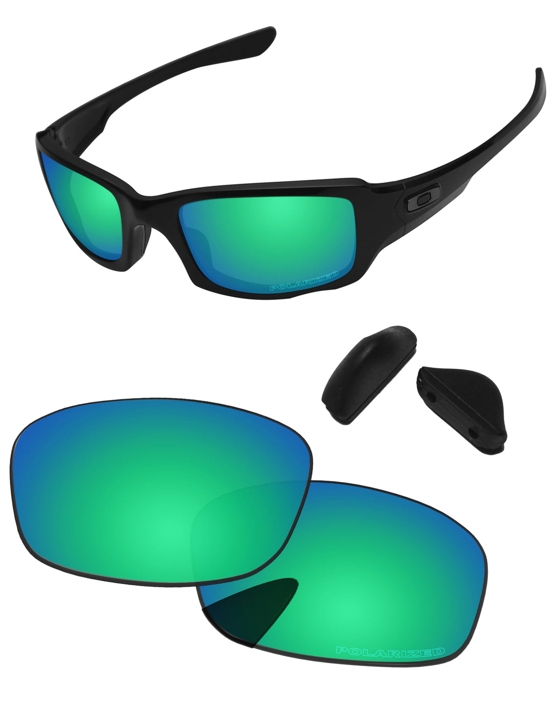 PapaViva Ersatzlinsen für for Oakley Fives Squared Bluish Green - Polarized, Bluish Green - Polarize
