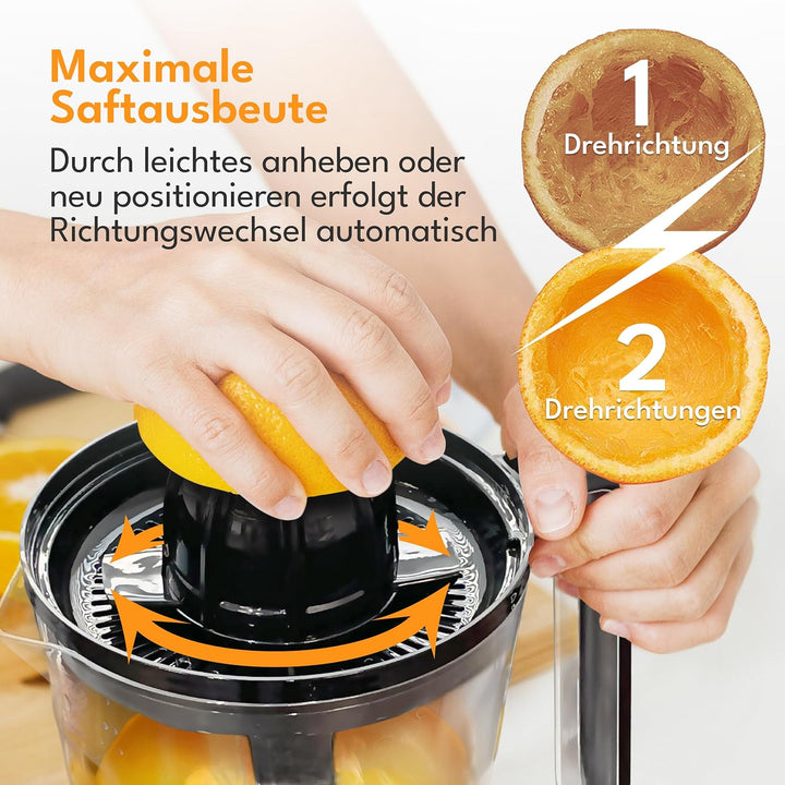 LEBENLANG Zitruspresse elektrisch - 2 Kegel & BPA-Frei I Hohe Saftausbeute I 700ml Orangenpresse ele