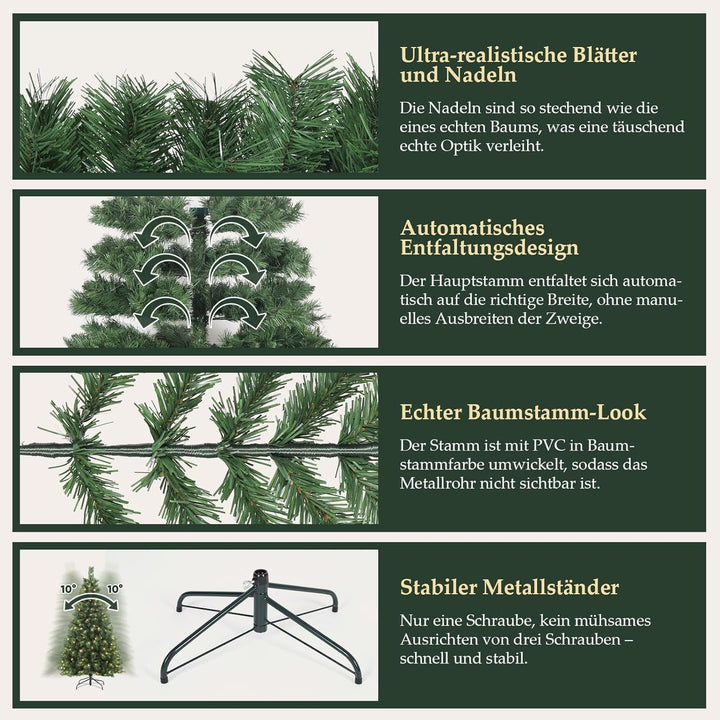 SALCAR Künstlicher Weihnachtsbaum mit Beleuchtung 210 cm, Tannenbaum Künstlich mit Handschuhen und 3