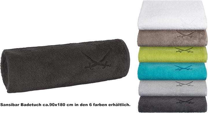 Sansibar Badetuch 90x180 cm 100% Baumwolle mit gesticktem Säbel Logo Strandtuch Saunatuch Anthrazit